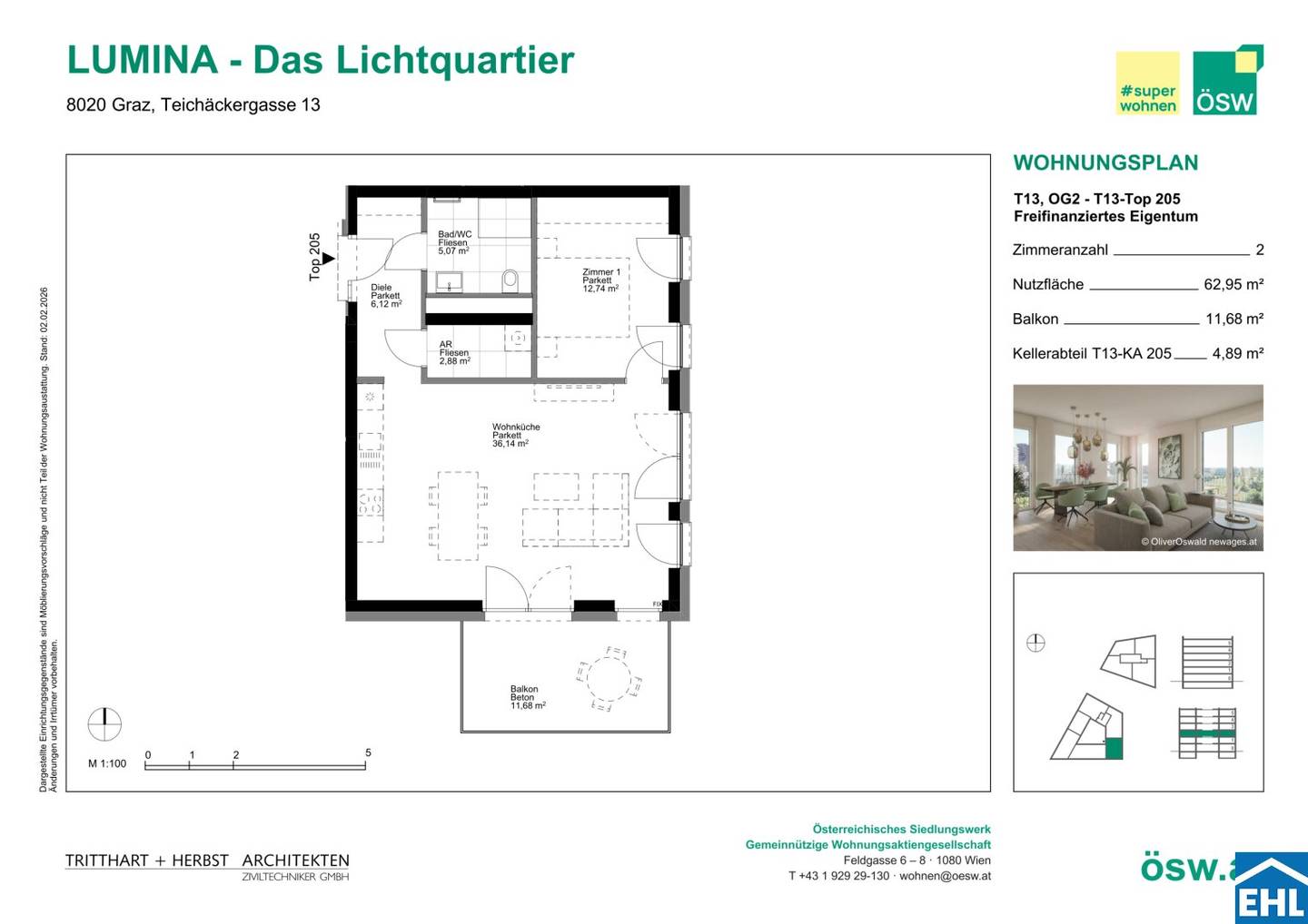Wohnung im autofreien Lichtquartier mit Balkon