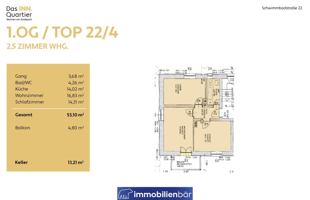 2,5-Zimmer-Wohnung mit Balkon am Stadtpark