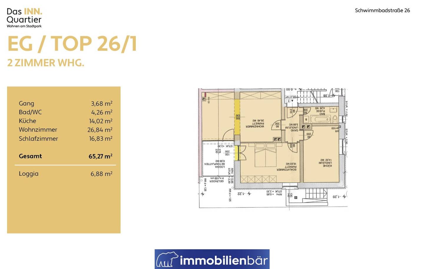 Apartment near the city park with a loggia