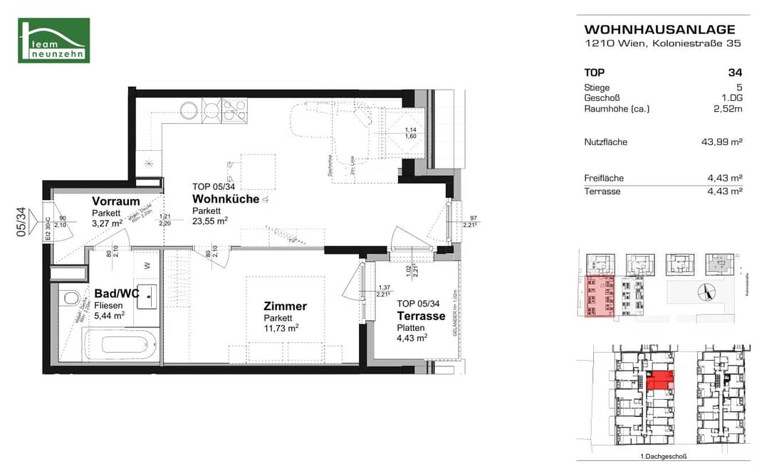 Stilvolle 2-Zimmer-Dachgeschosswohnung mit Terrasse