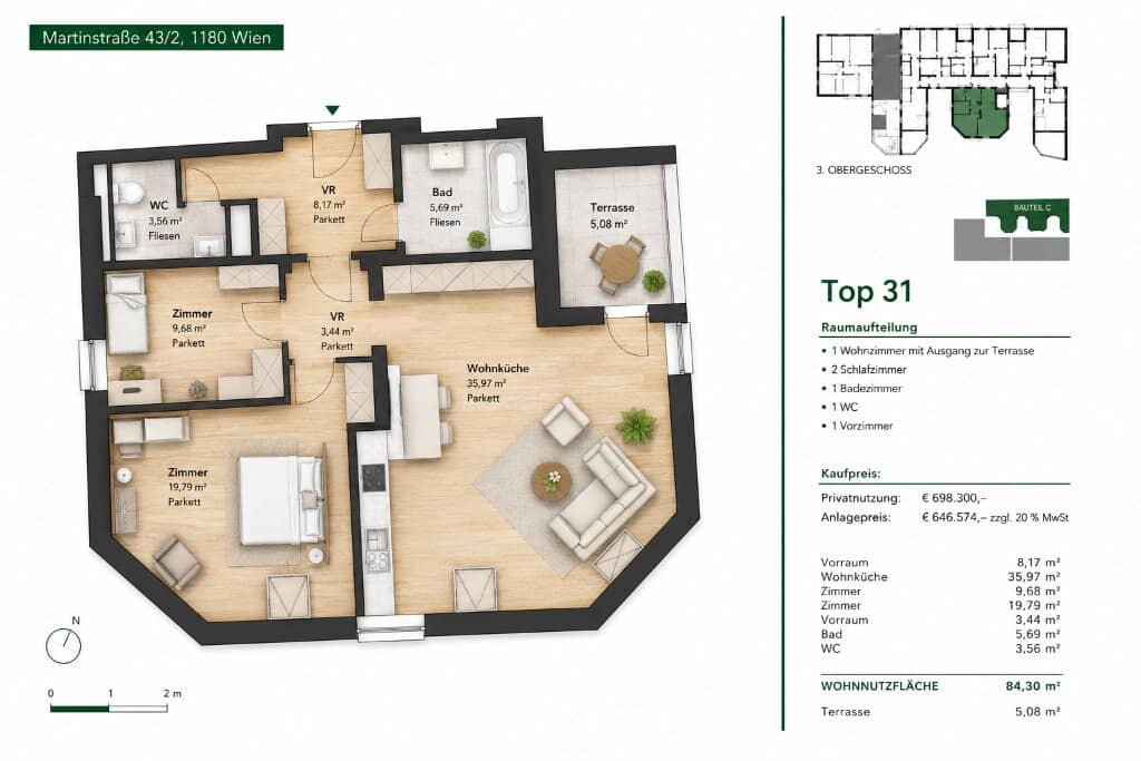MARTIN - 3-Zimmer-Wohnung mit Terrasse