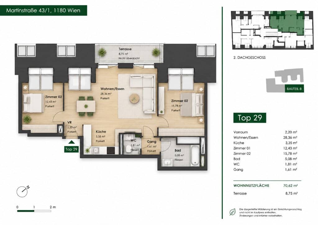 3-Zimmer-Wohnung mit Terrasse in Währing