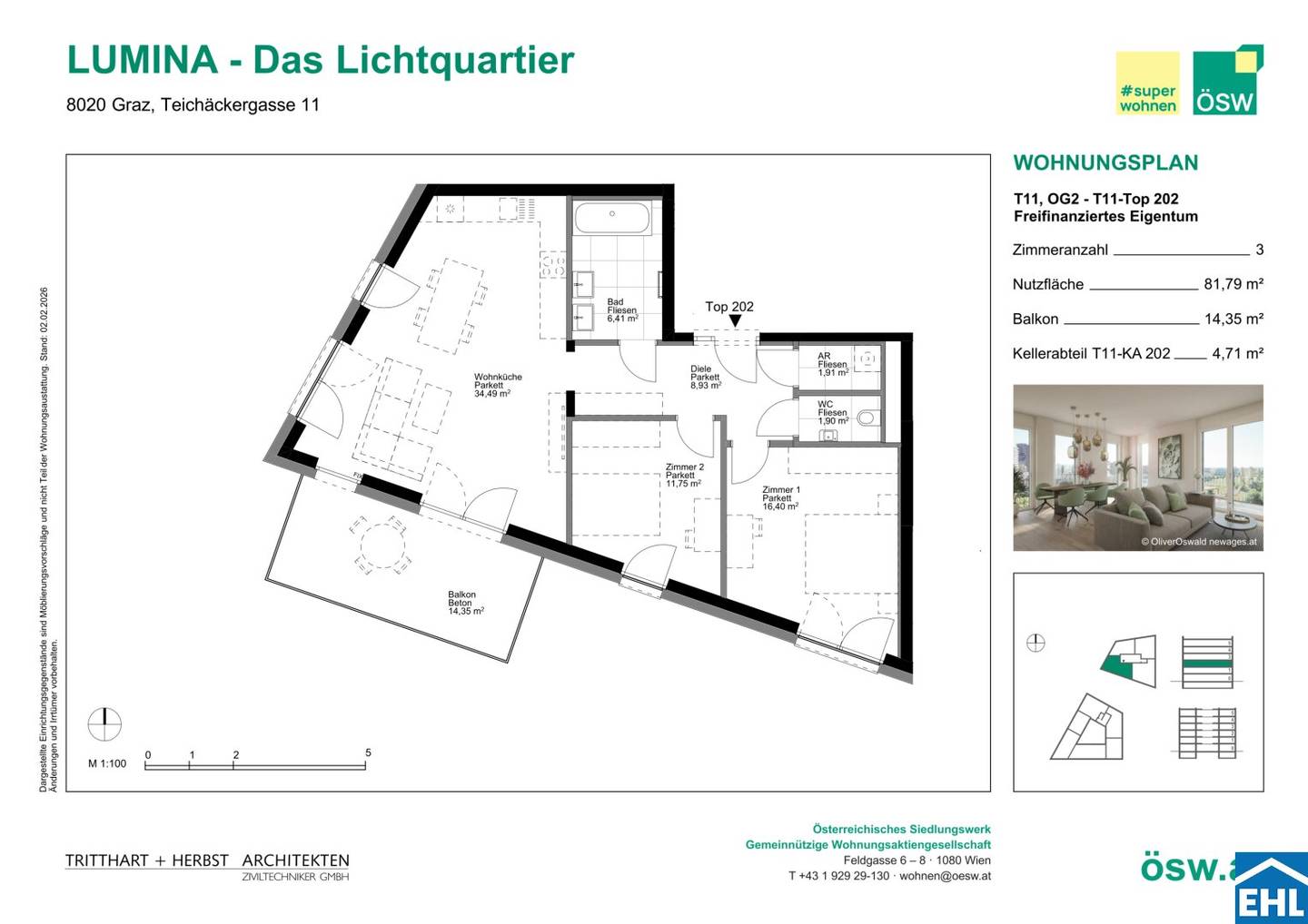 Neubauwohnung Erstbezug mit großzügigem Balkon in autofreier Lage