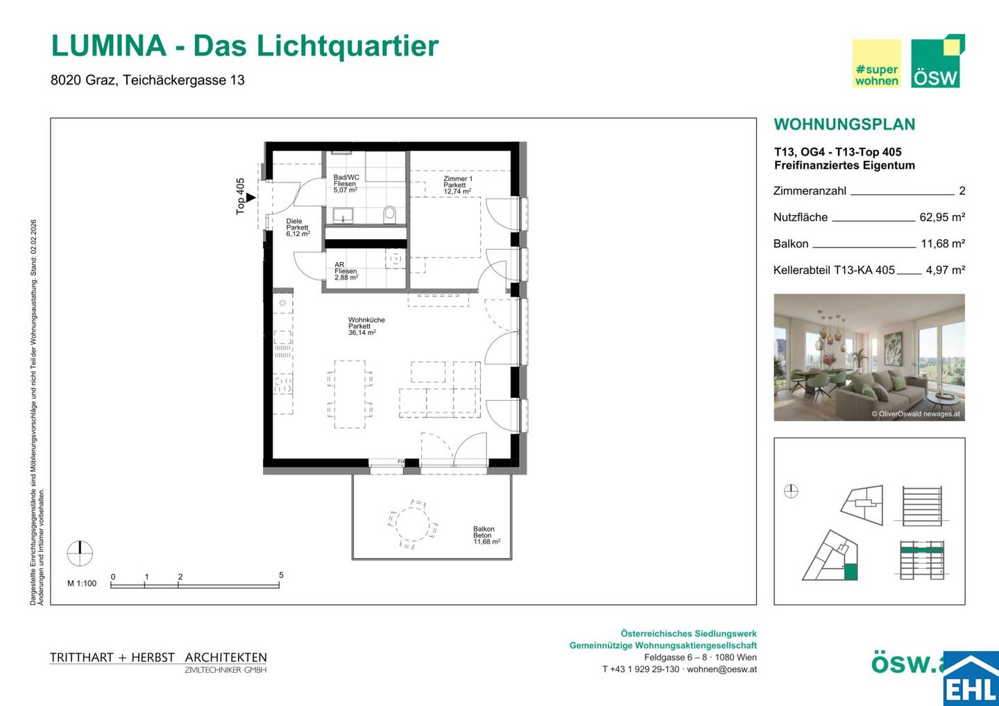 Wohnung im autofreien Quartier mit Balkon