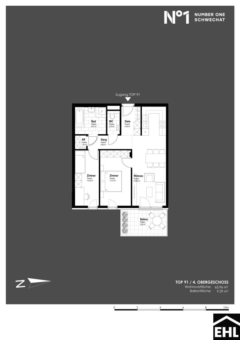 Wohnung am Hauptplatz Schwechat Erstbezug Balkon