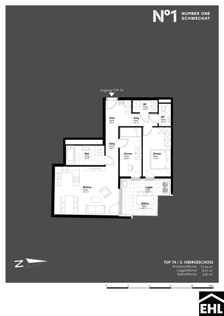Schwechat Wohnung Erstbezug am Hauptplatz Balkon