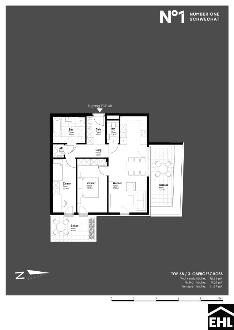 Apartment in the center with balcony newly built