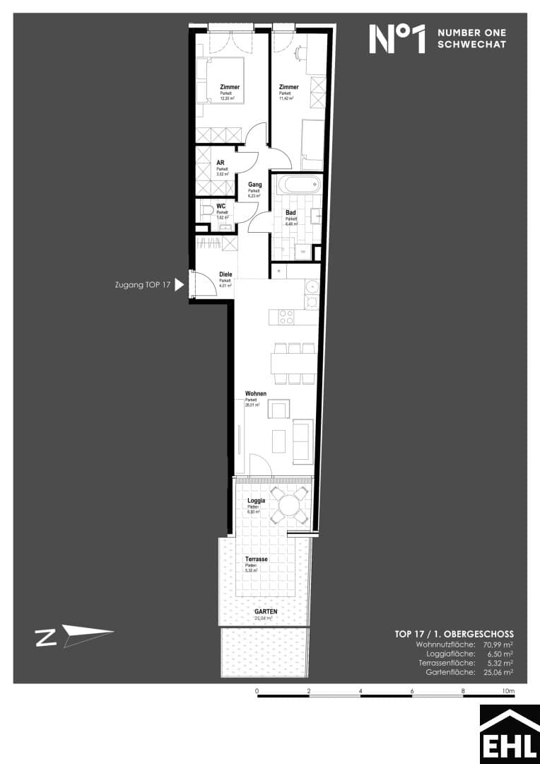 Apartment at main square with garden terrace