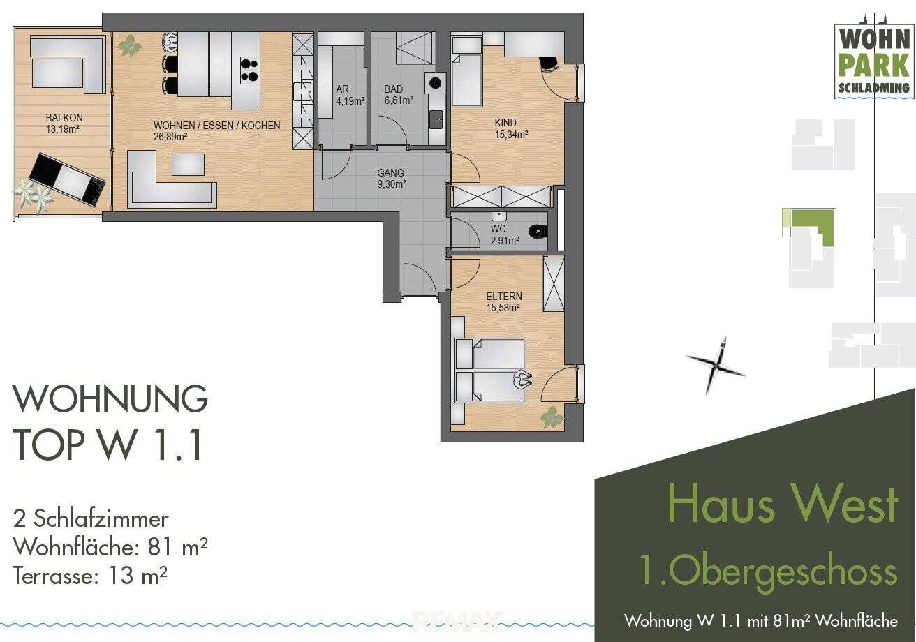 Wohnung Erstbezug Schladming Bergblick Balkon
