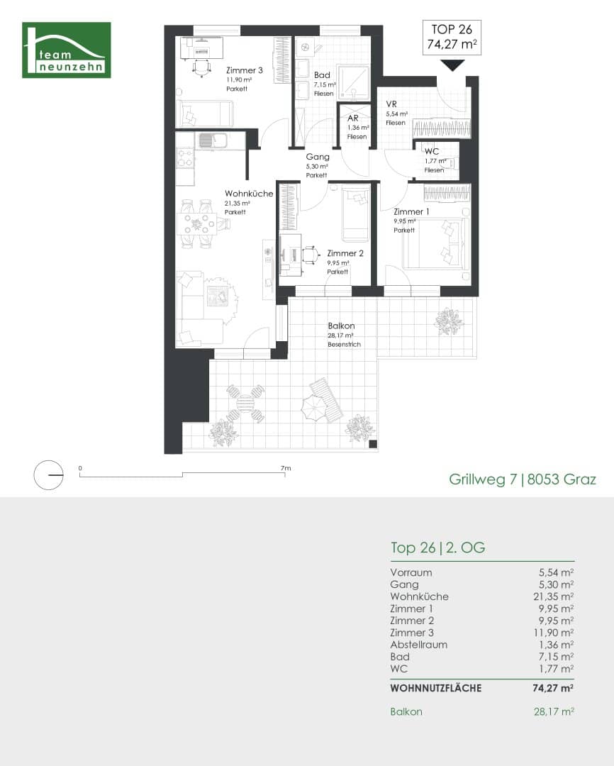 Wohnung mit großzügigem Balkon ruhiger Innenhof
