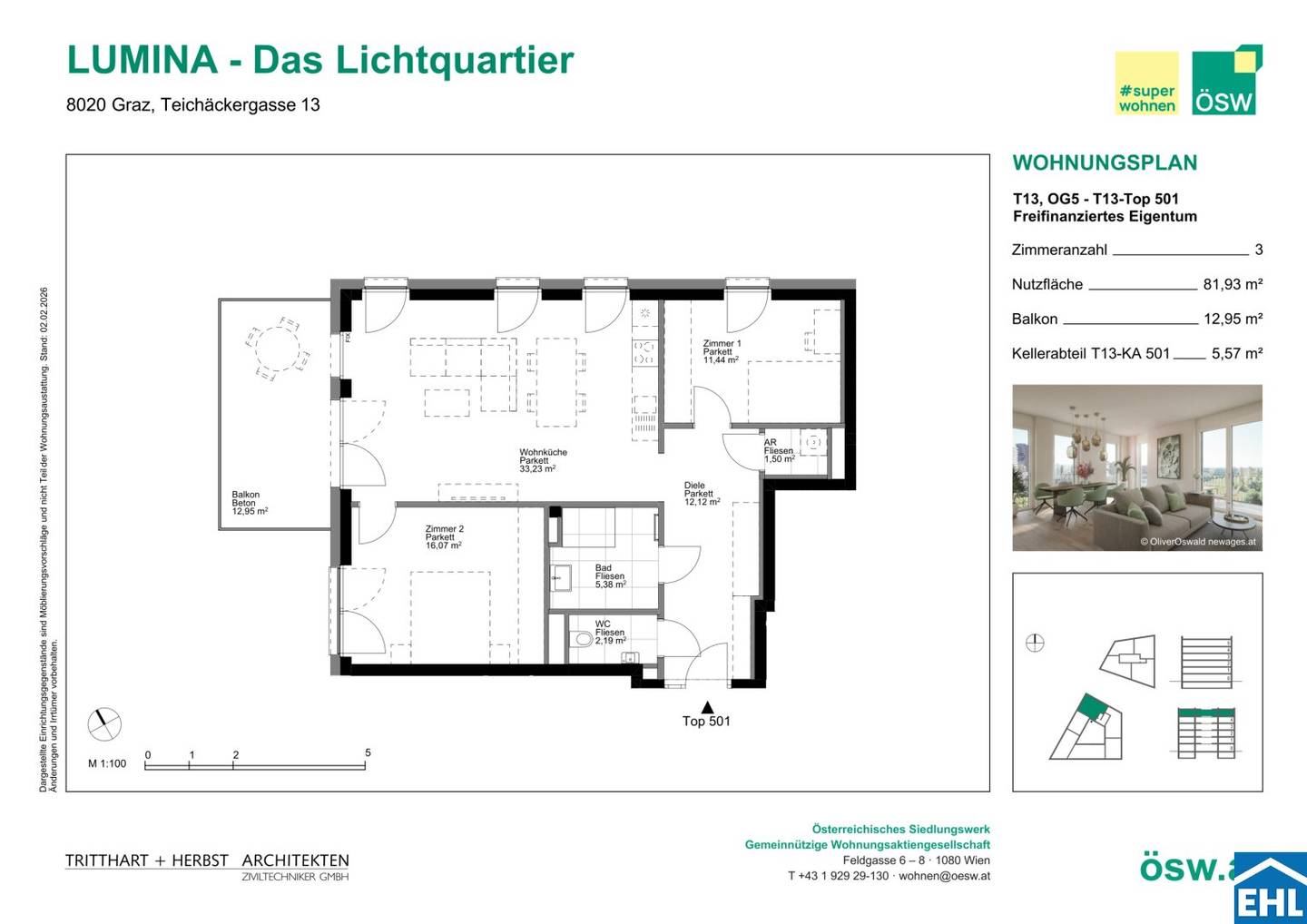 Wohnung Lichtquartier großzügige Freiflächen