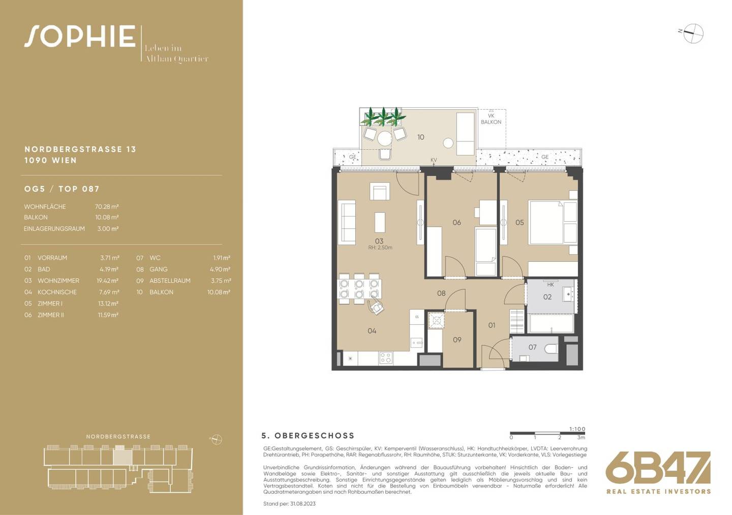Newly built apartment with balcony