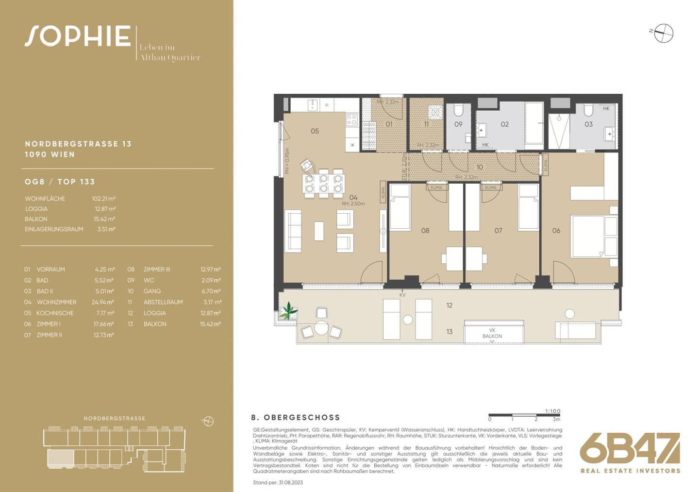Wohnung Alsergrund Neubau Loggia Terrasse