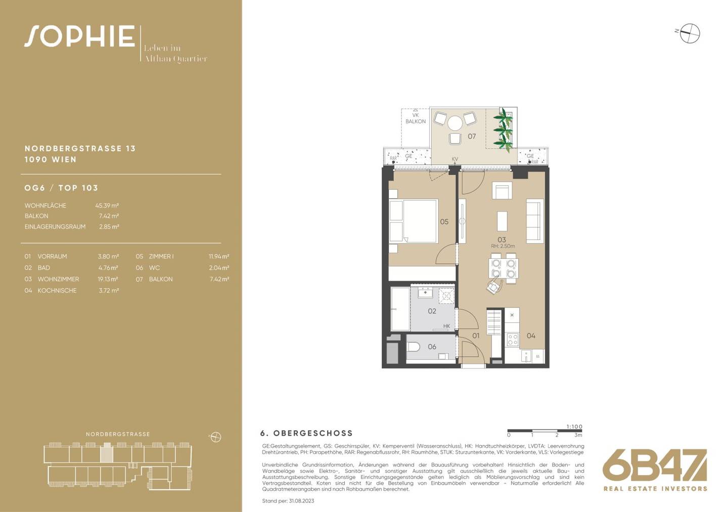 New build apartment with balcony near U4