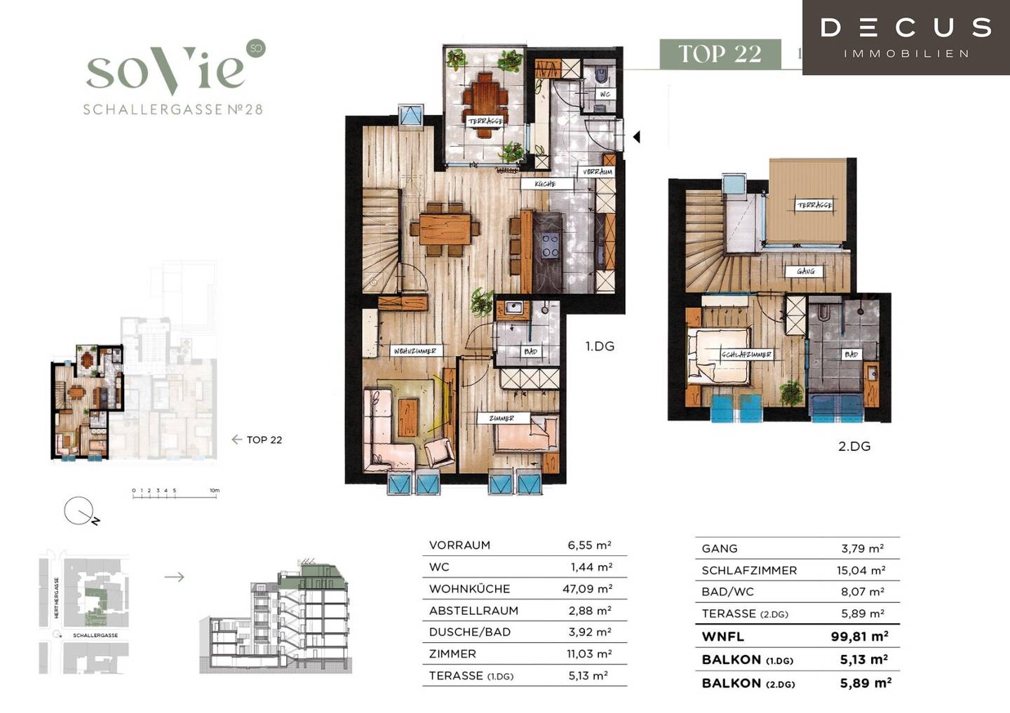 Stylish maisonette with two terraces and district heating in Meidling
