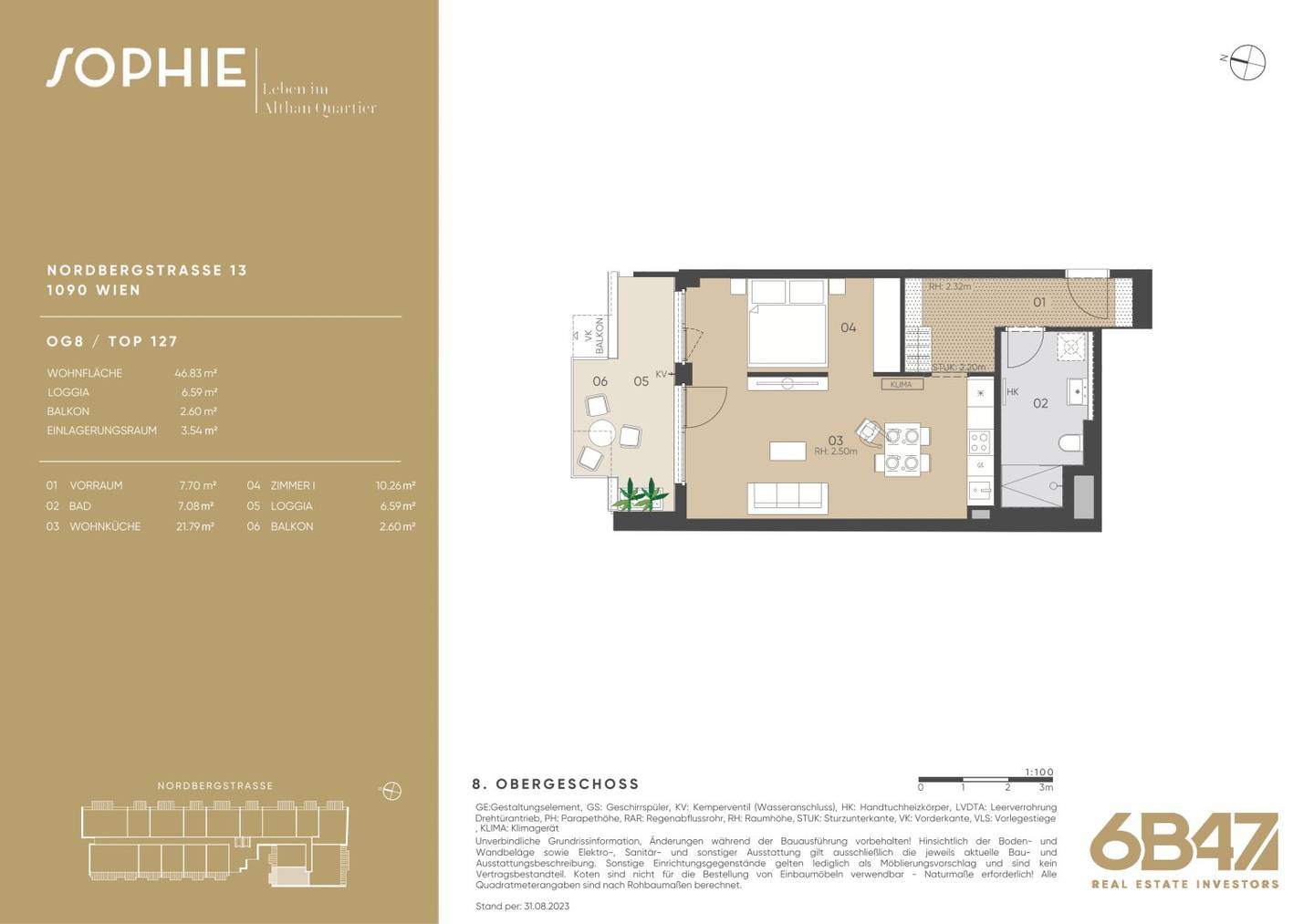 Modern new build apartment with balcony and loggia in Alsergrund