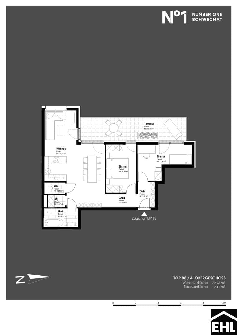 Wohnung am Hauptplatz zentrale Lage Terrasse