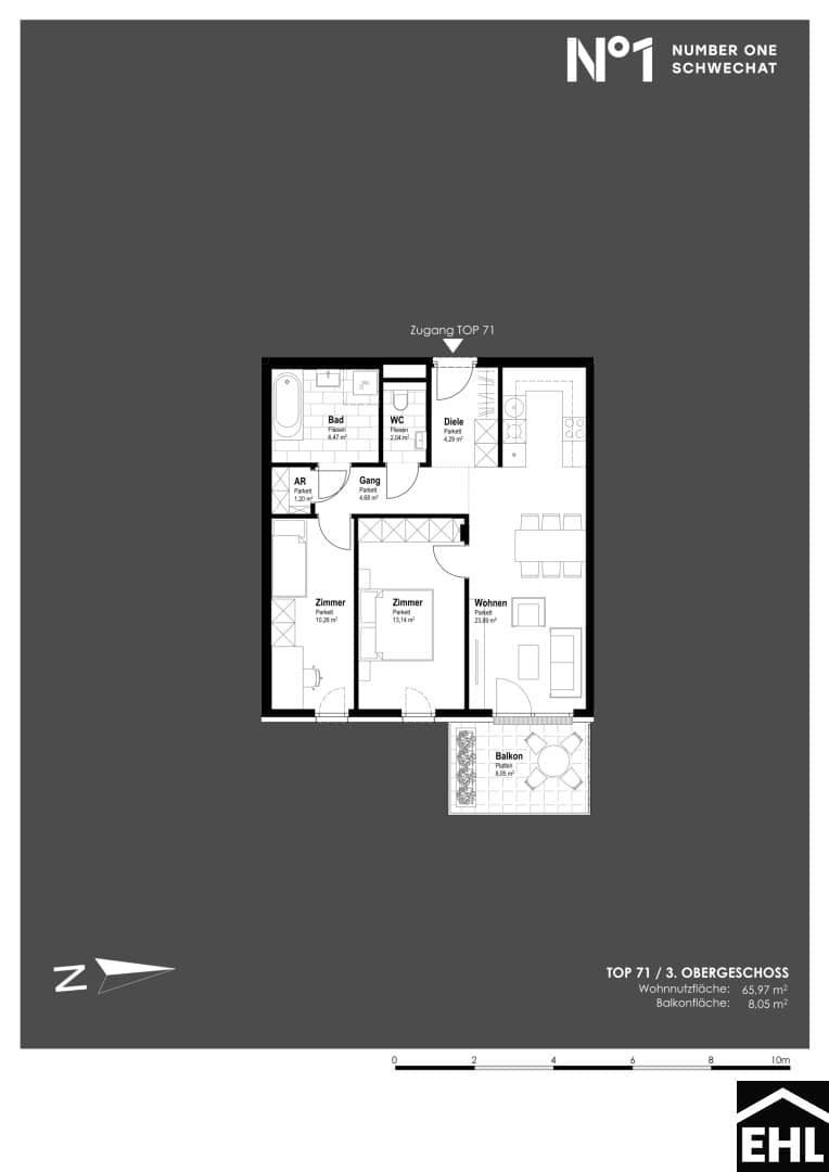 Newly built apartment at the central square in first occupancy