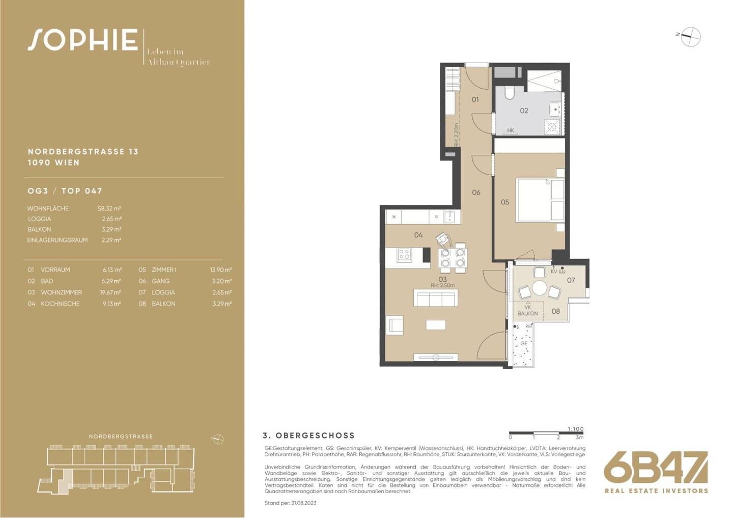 Modern apartment in a new build with balcony and loggia