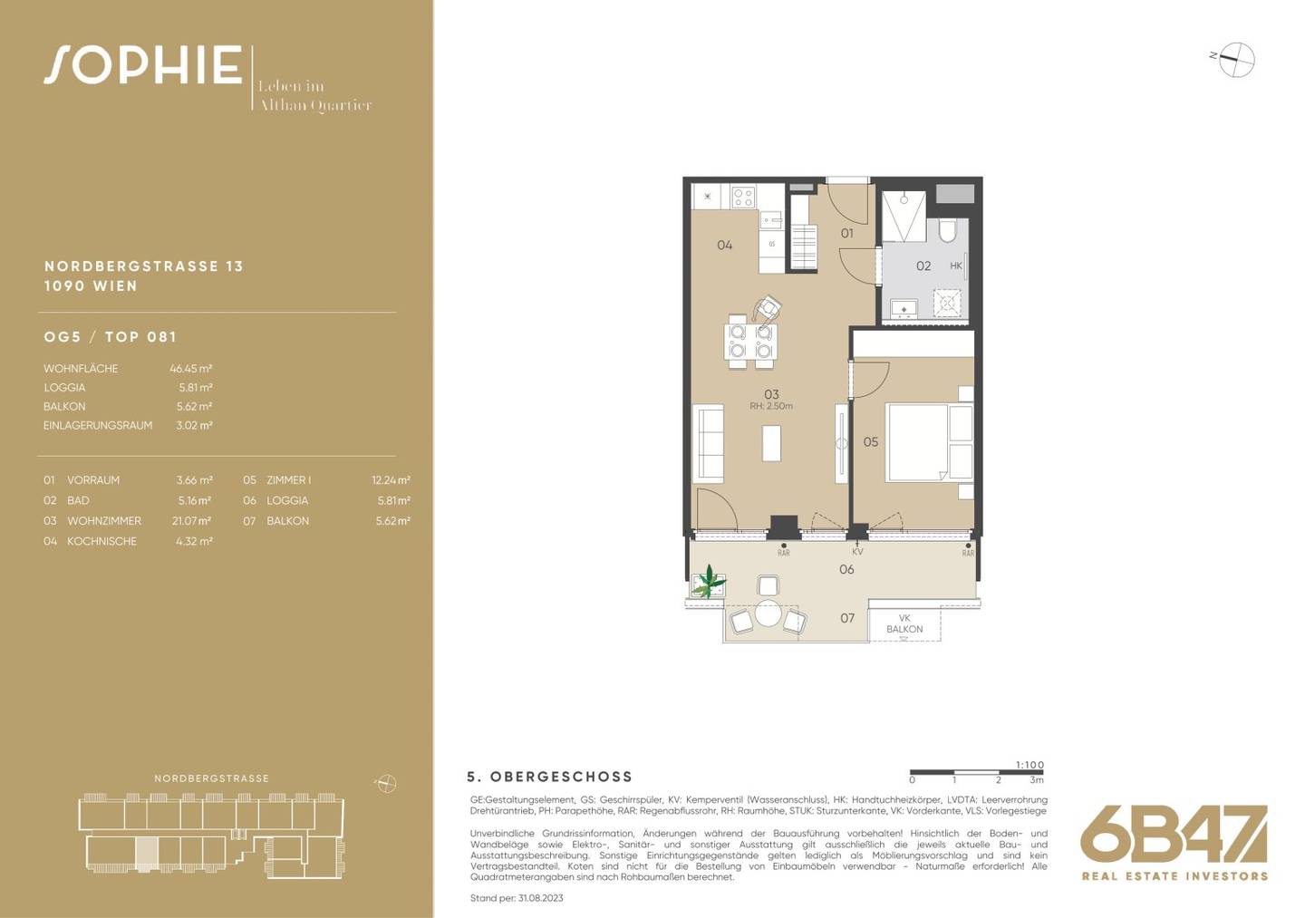 Apartment in a new build with balcony and loggia