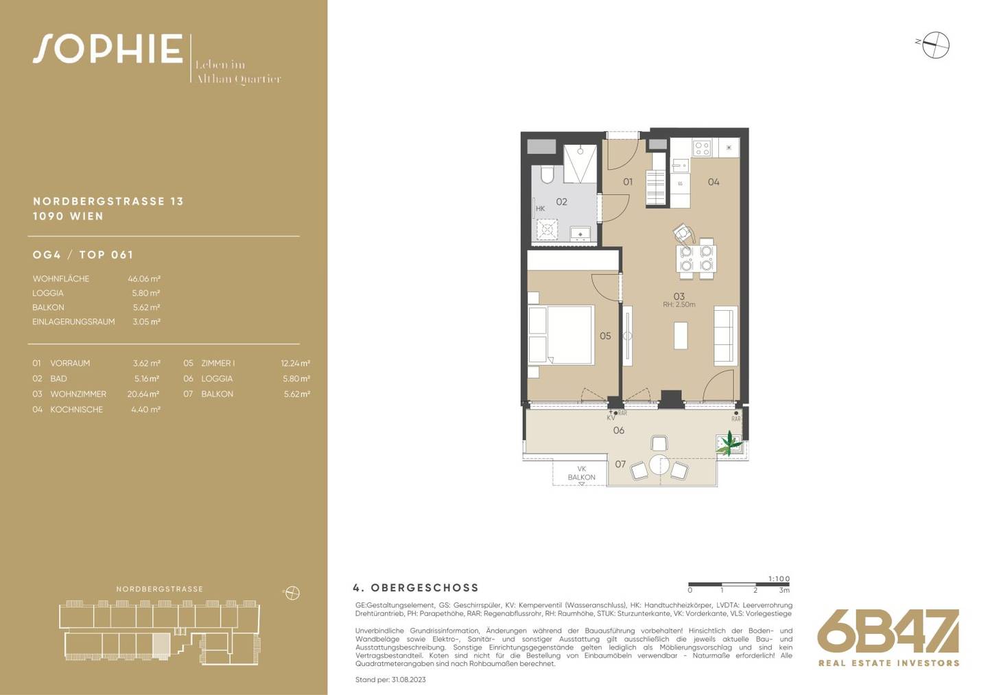 Newly built apartment in Alsergrund with balcony and loggia