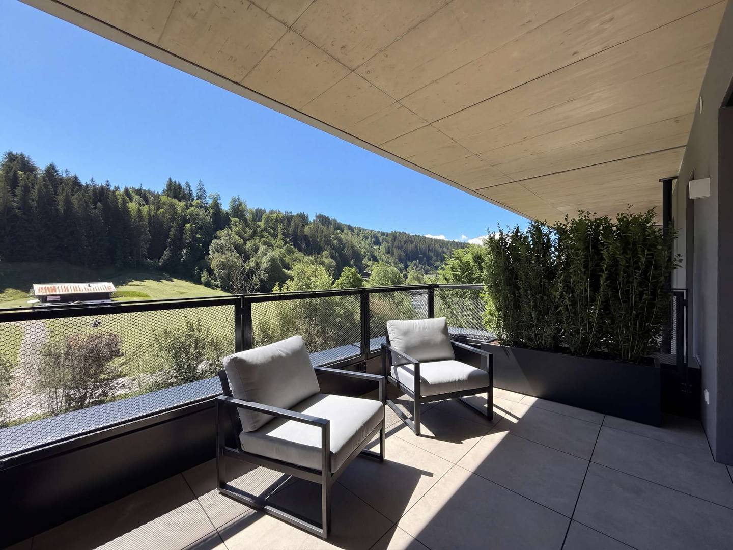 First occupancy apartment with west balcony and view of greenery