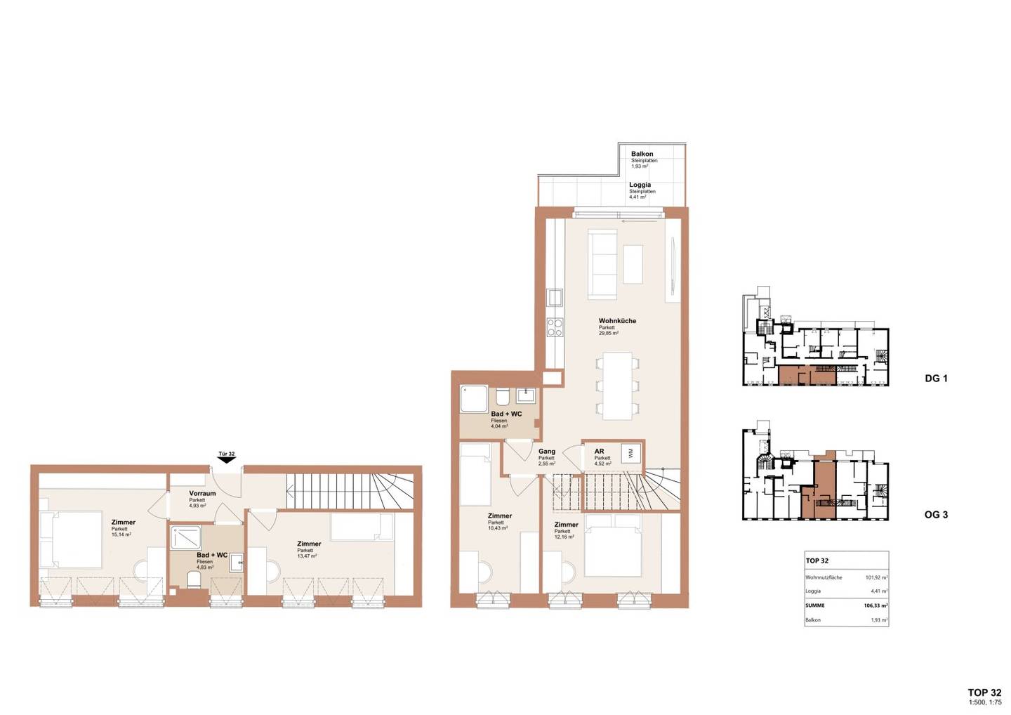 Helle Maisonettewohnung mit Loggia und Aufzug in Ottakring