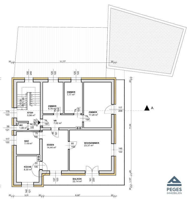 Apartment with south balcony and quiet location