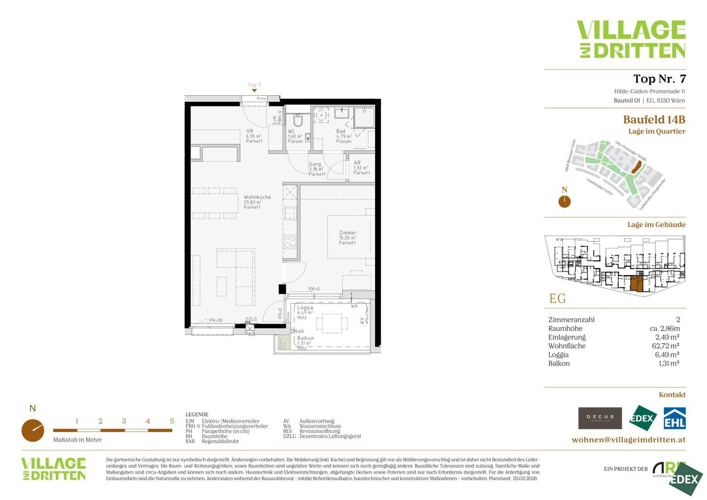 New build apartment first occupancy loggia Village im Dritten