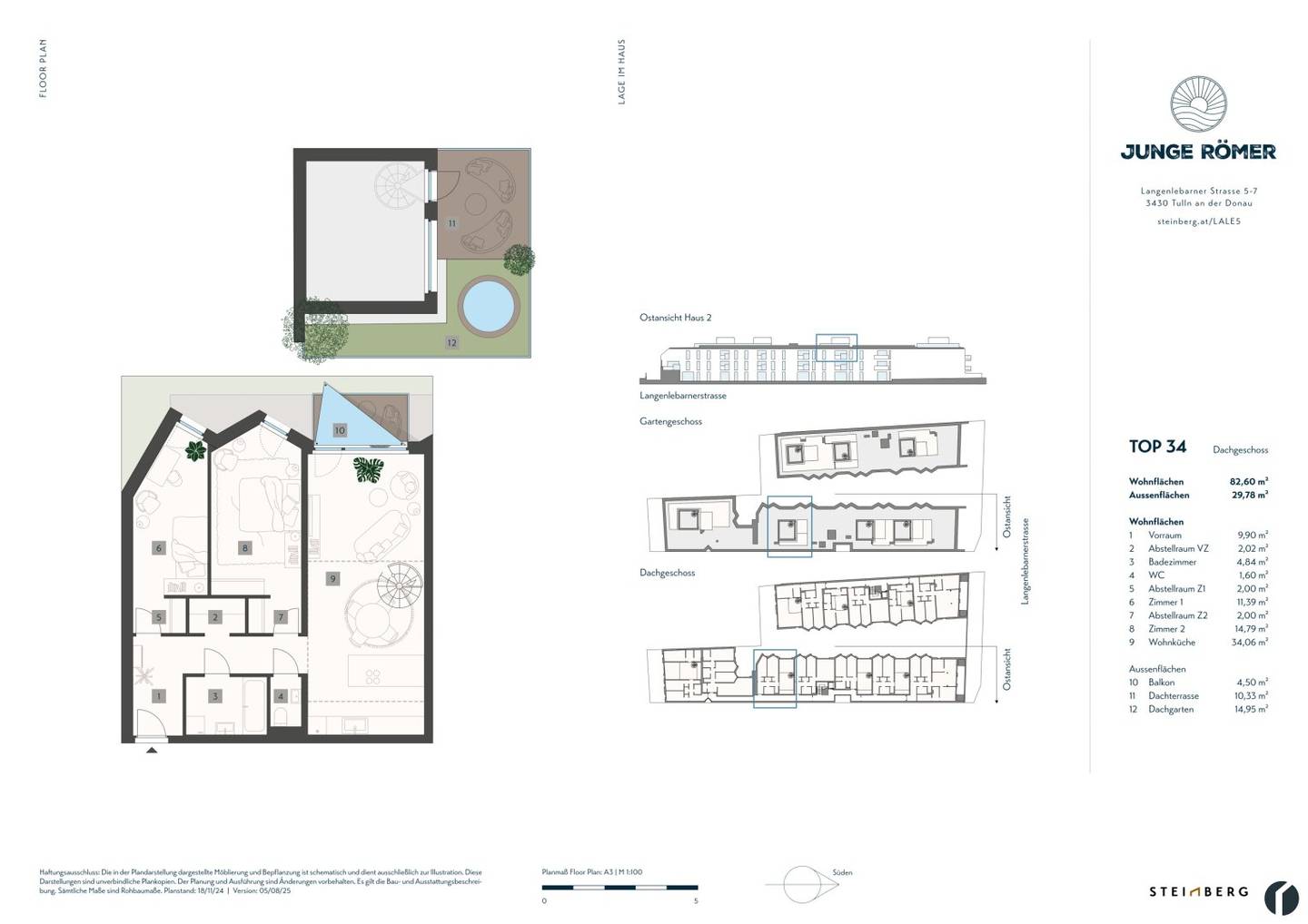 3-room top floor apartment, near Donaulände