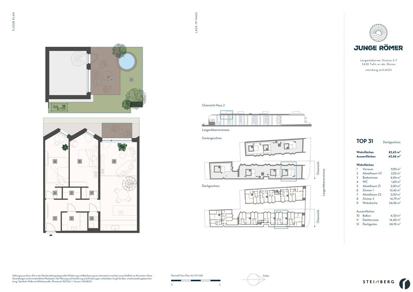 3-room attic apartment near Donaulände