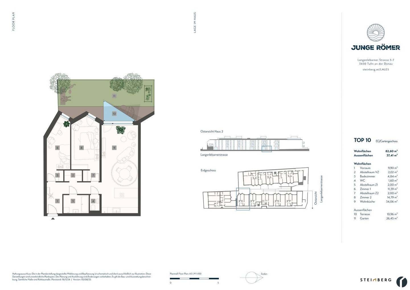 3 room garden apartment near Donaulände, center