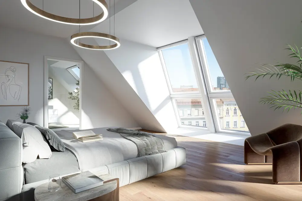 Dachgeschosswohnung with roof terrace and balcony