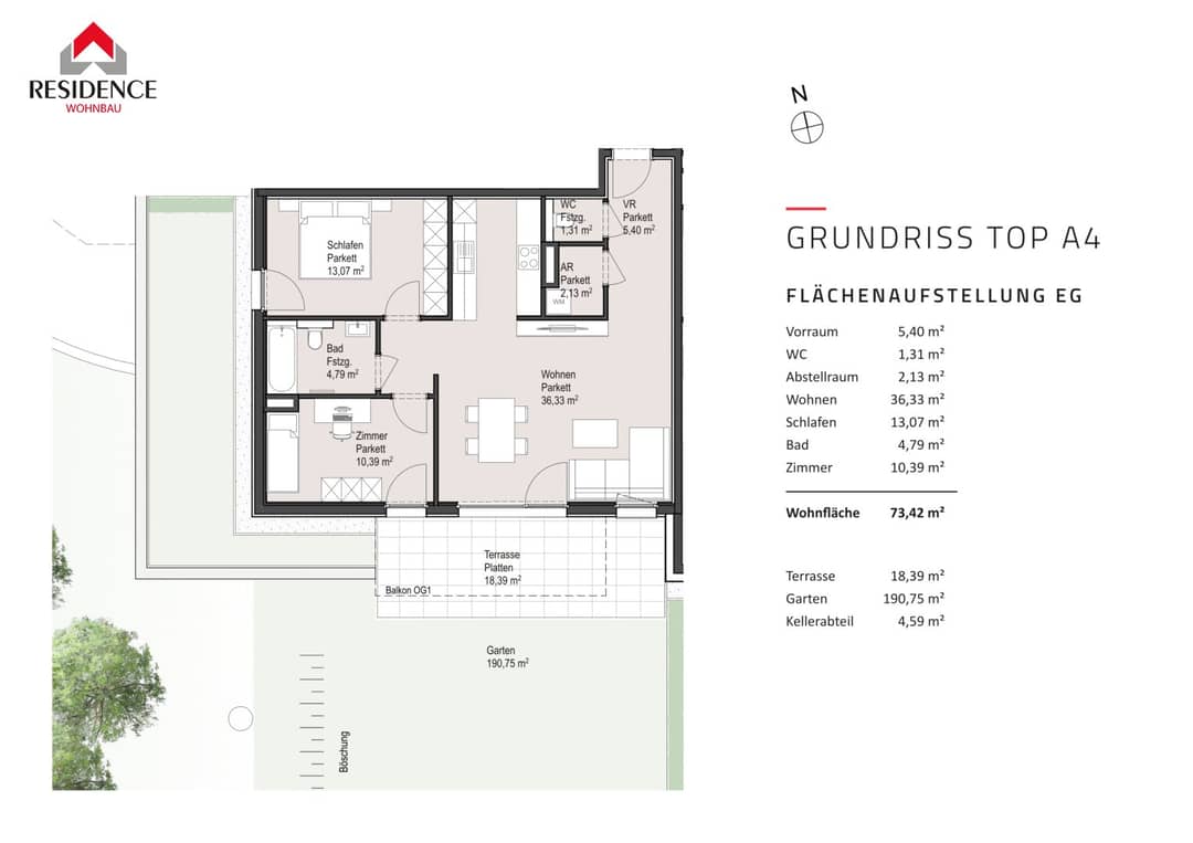 3-Room Apartment with Garden in Elixhausen
