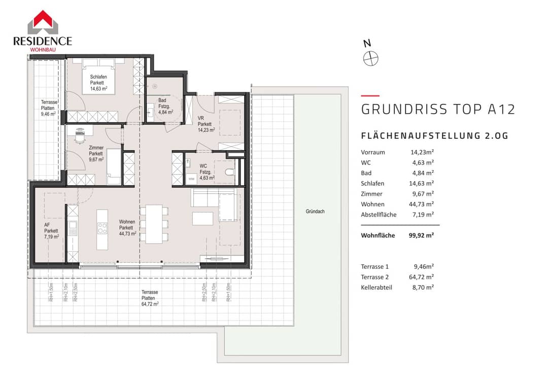 Dachgeschosswohnung mit zwei Terrassen im Neubau