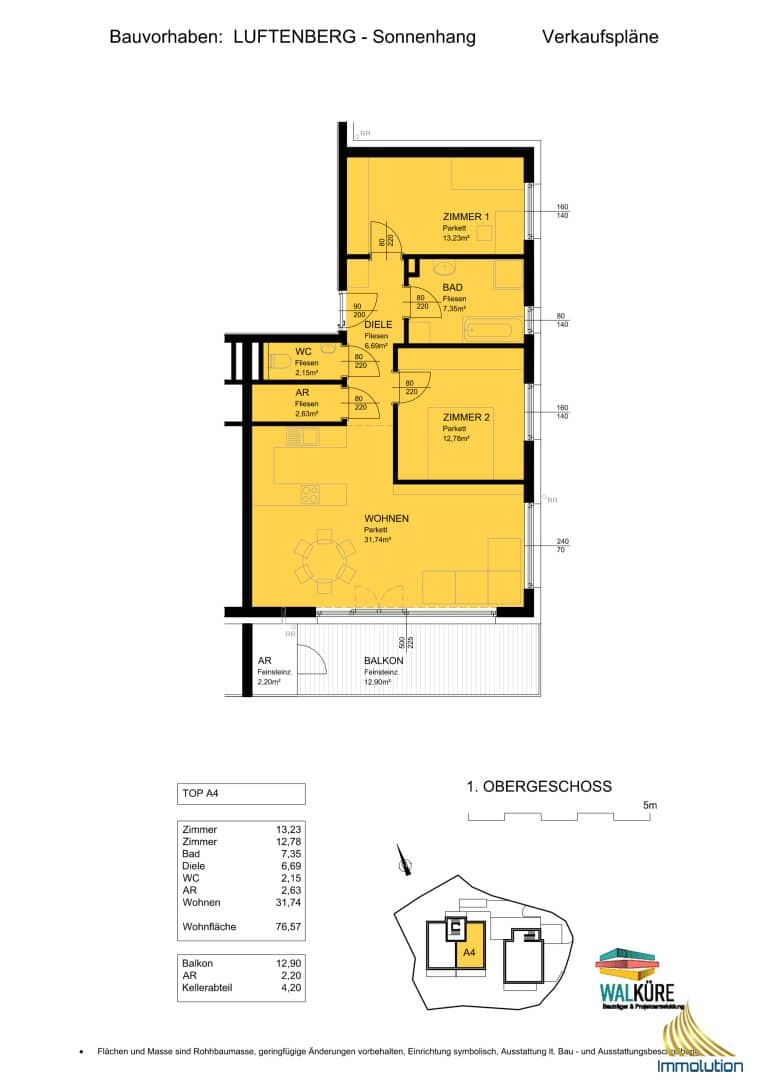 Wohnung sonnige Südhanglage Golfplatz Luftenberg