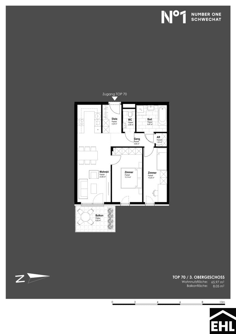 Wohnung in zentraler Lage Erstbezug Balkon