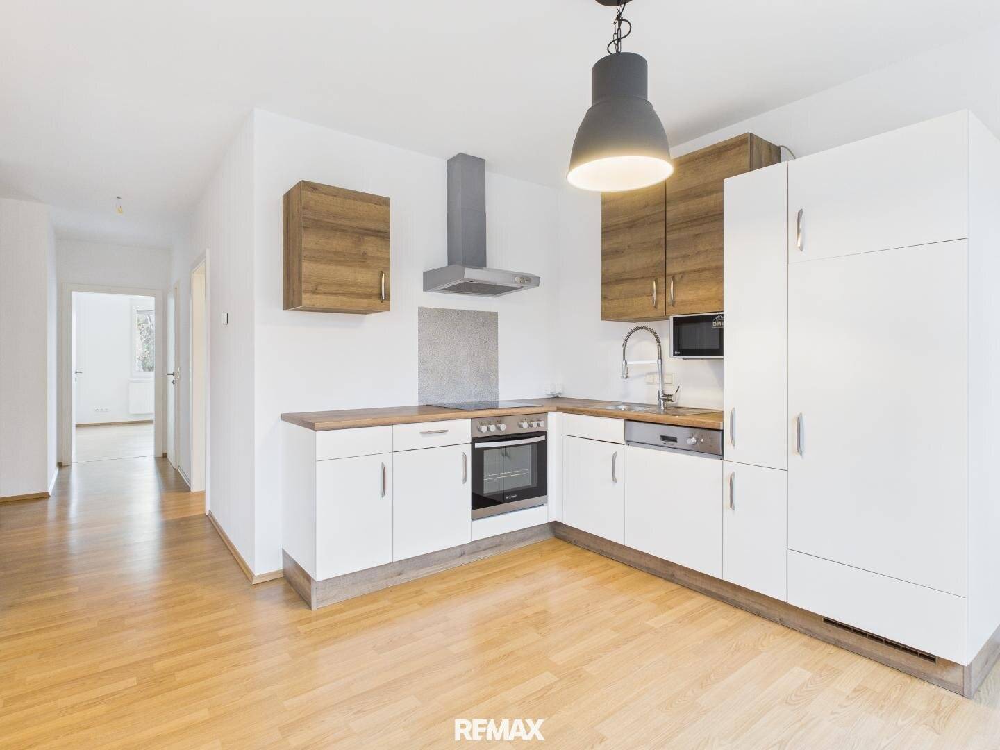 Modern apartment with garden view and built in kitchen
