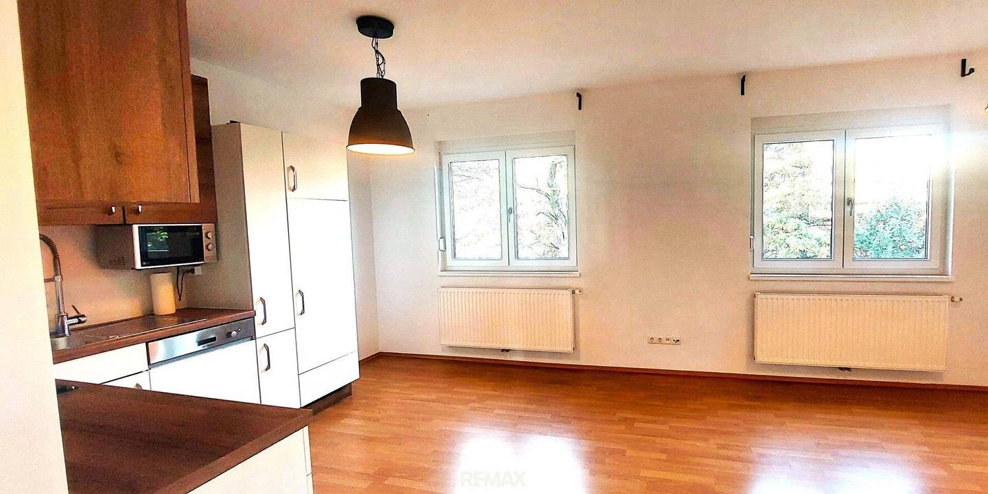 Modern apartment with garden view and built in kitchen