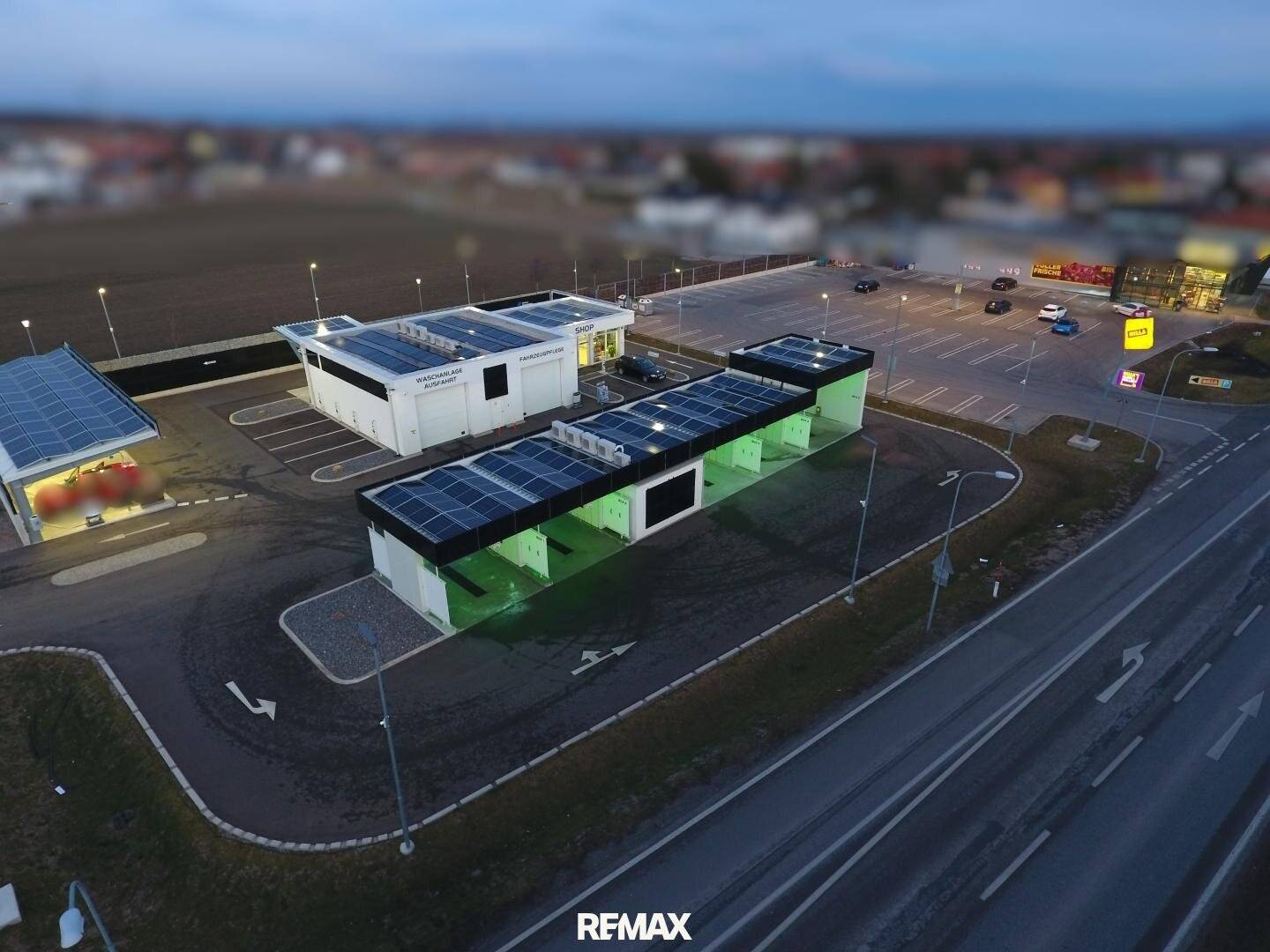 Modern commercial space with hall and shop at the car wash park