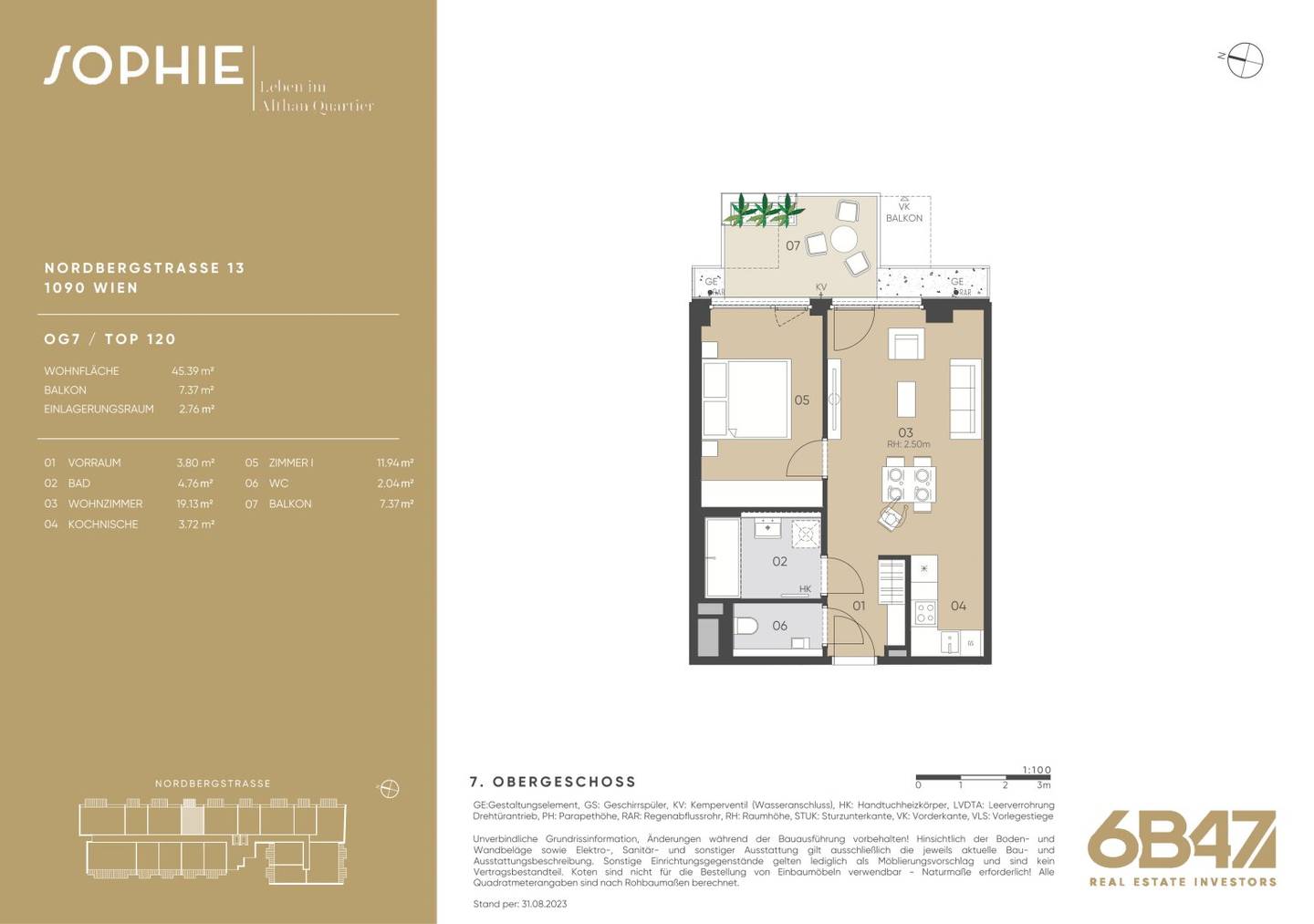 Anlegerwohnung im Neubau Alsergrund mit Balkon