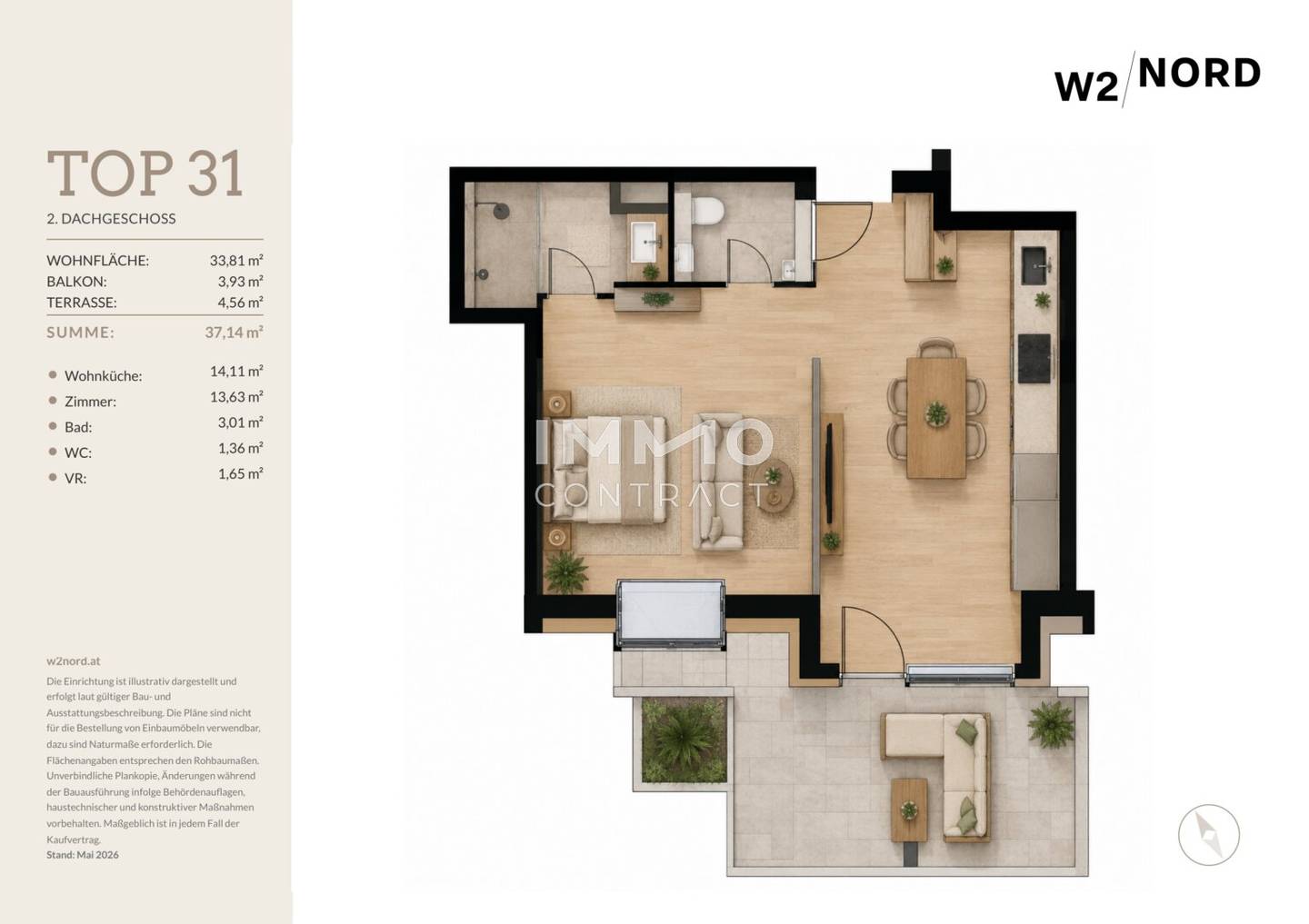 New build apartment with balcony and terrace near Donauinsel