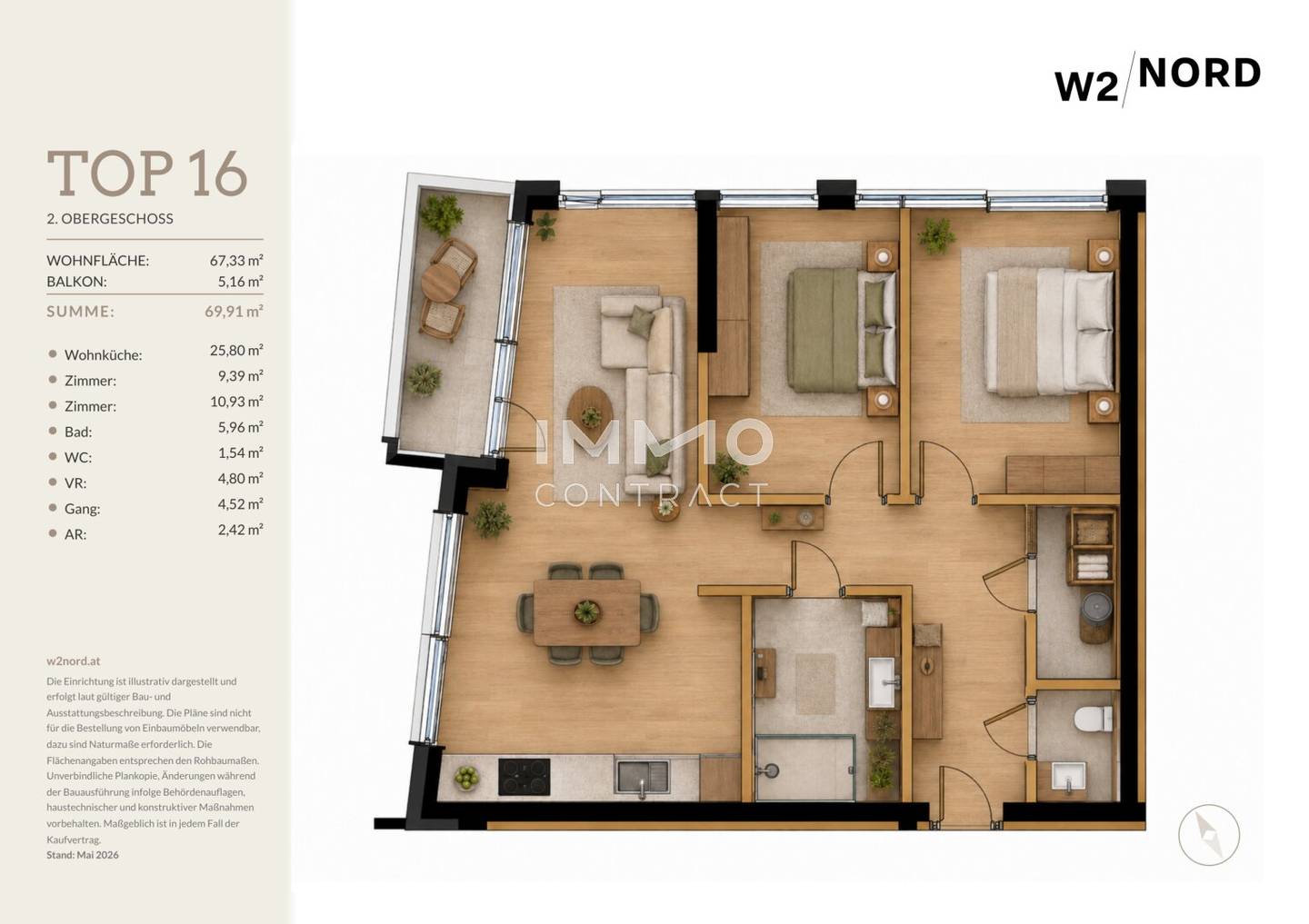 Apartment with a spacious living kitchen and balcony