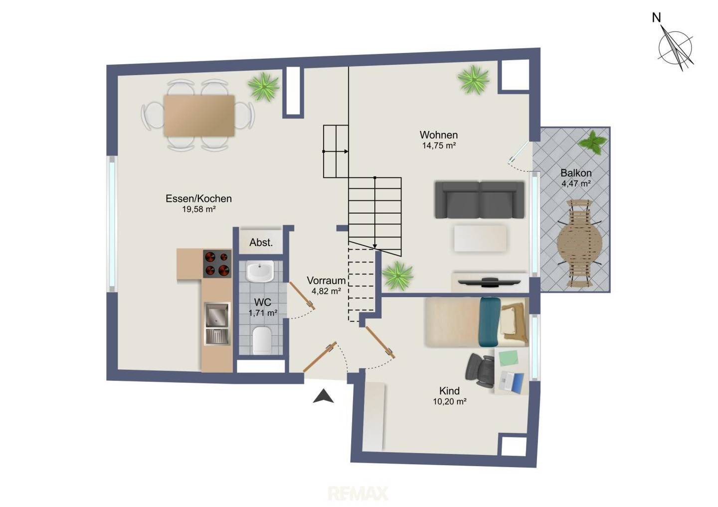 Apartment with gallery and underground parking