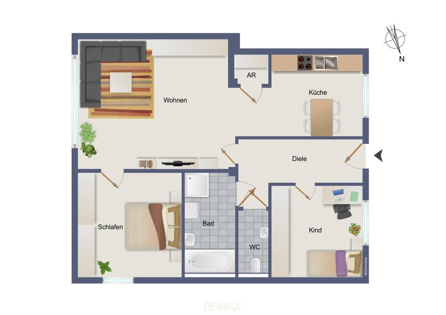 Ground floor apartment with carport in central location