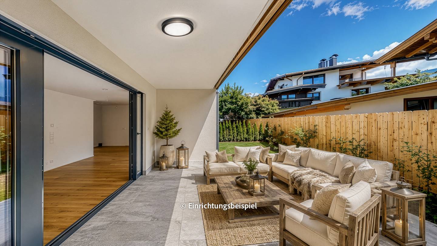Erdgeschosswohnung mit Garten und Alpenblick