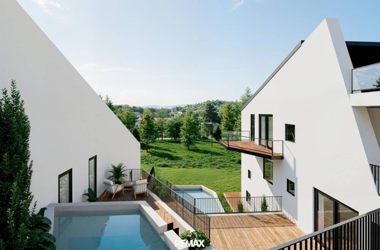 Wohnung mit großer Terrasse und grünem Ausblick