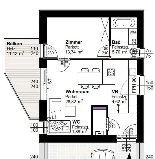 Apartment new build in Waltendorf with balcony