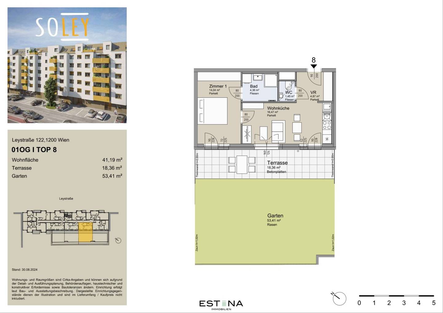 Wohnung mit Garten und Terrasse nahe Donaukanal