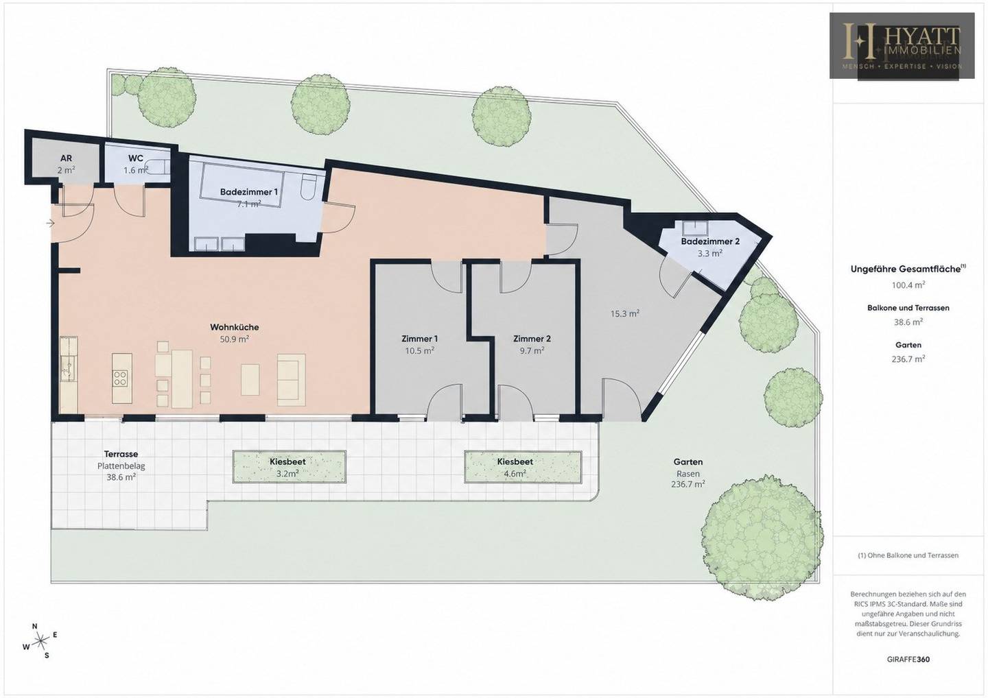 Wohnung mit privatem Garten und offener Wohnküche